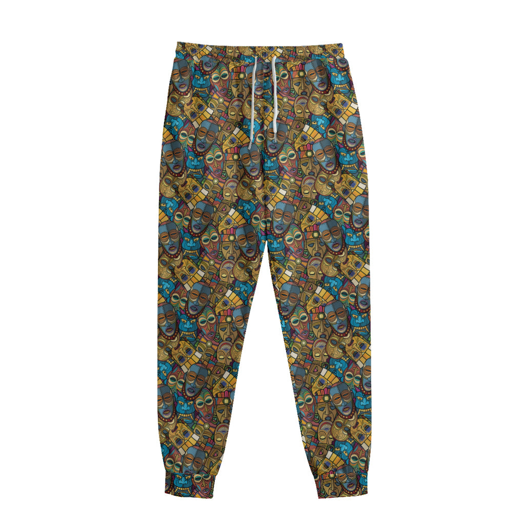 African Totem Masks Pattern Print Sweatpants