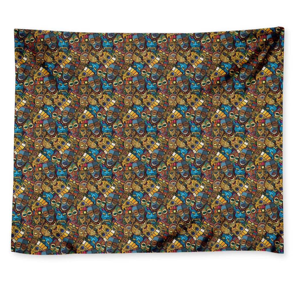 African Totem Masks Pattern Print Tapestry