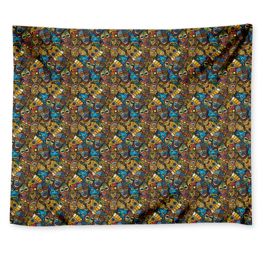 African Totem Masks Pattern Print Tapestry