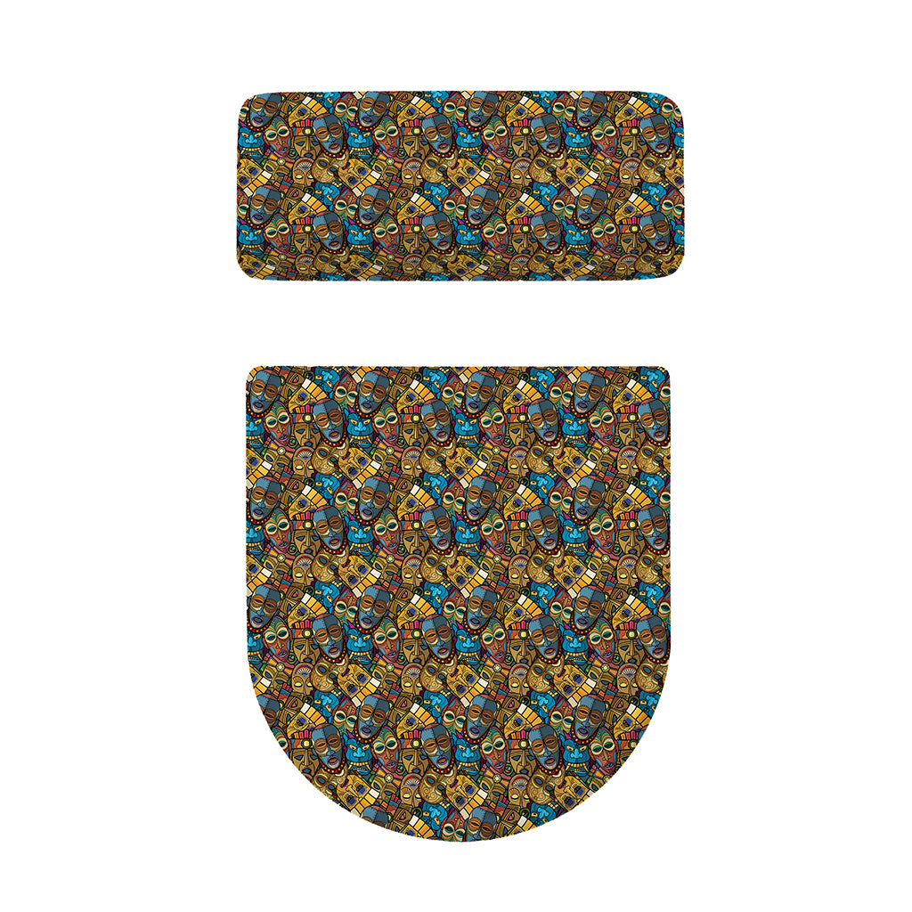 African Totem Masks Pattern Print Toilet Lid And Tank Cover Set