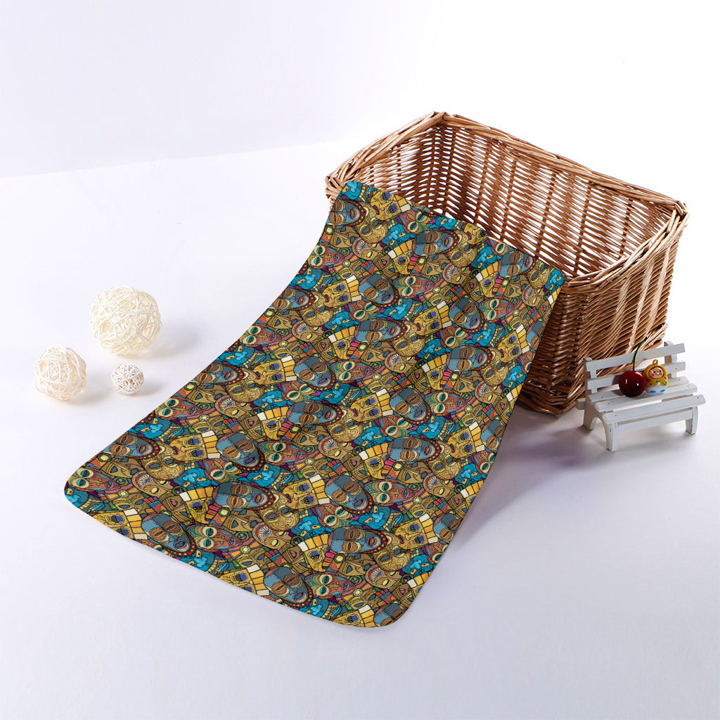 African Totem Masks Pattern Print Towel