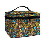 African Totem Masks Pattern Print Travel Makeup Bag