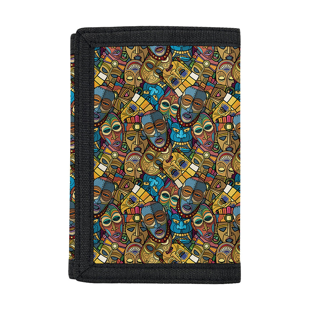 African Totem Masks Pattern Print Trifold Wallet
