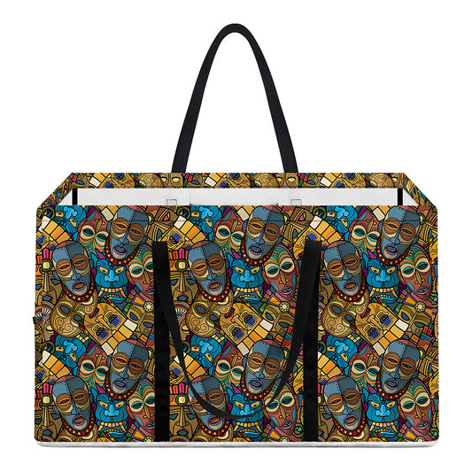 African Totem Masks Pattern Print Utility Tote Bag