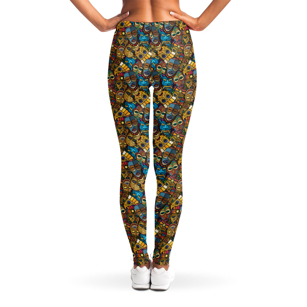 African Totem Masks Pattern Print Women's Leggings