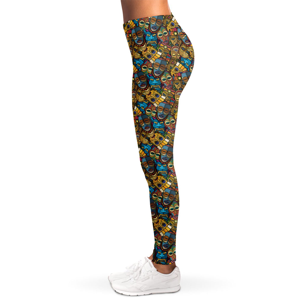 African Totem Masks Pattern Print Women's Leggings