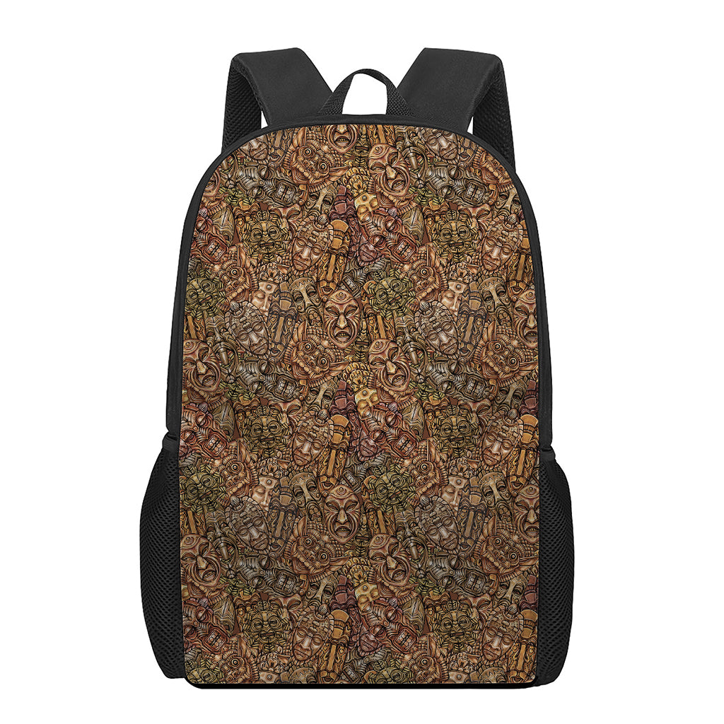 African Totem Pattern Print 17 Inch Backpack