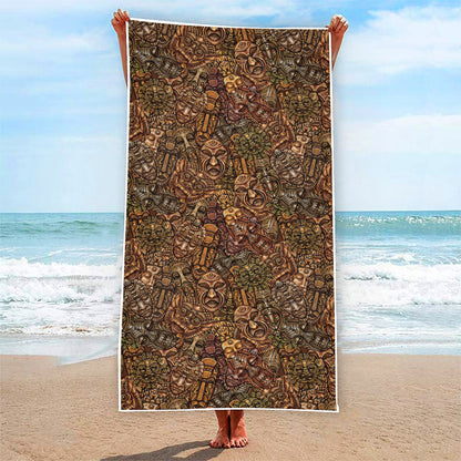 African Totem Pattern Print Beach Towel