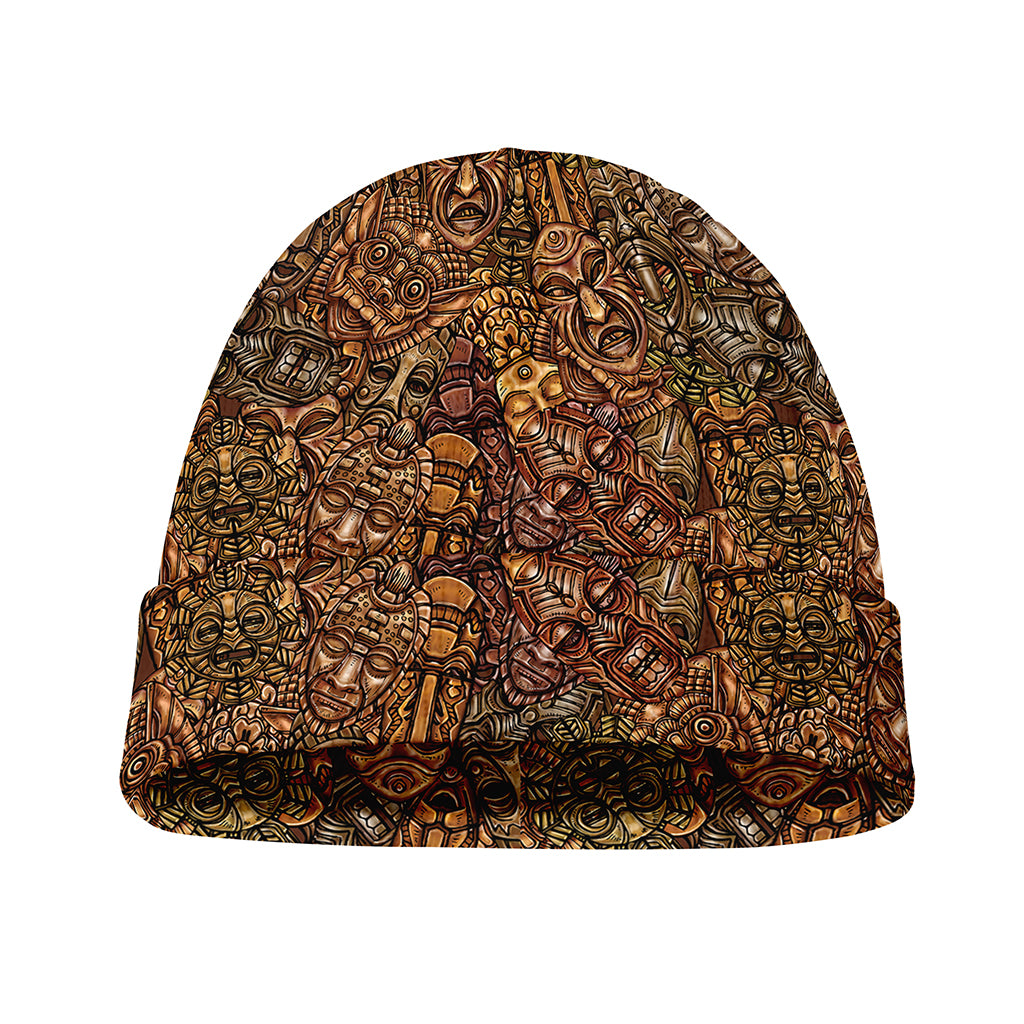 African Totem Pattern Print Beanie