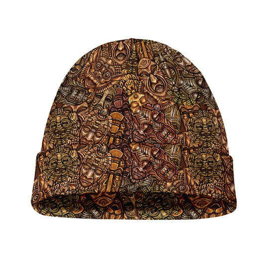 African Totem Pattern Print Beanie