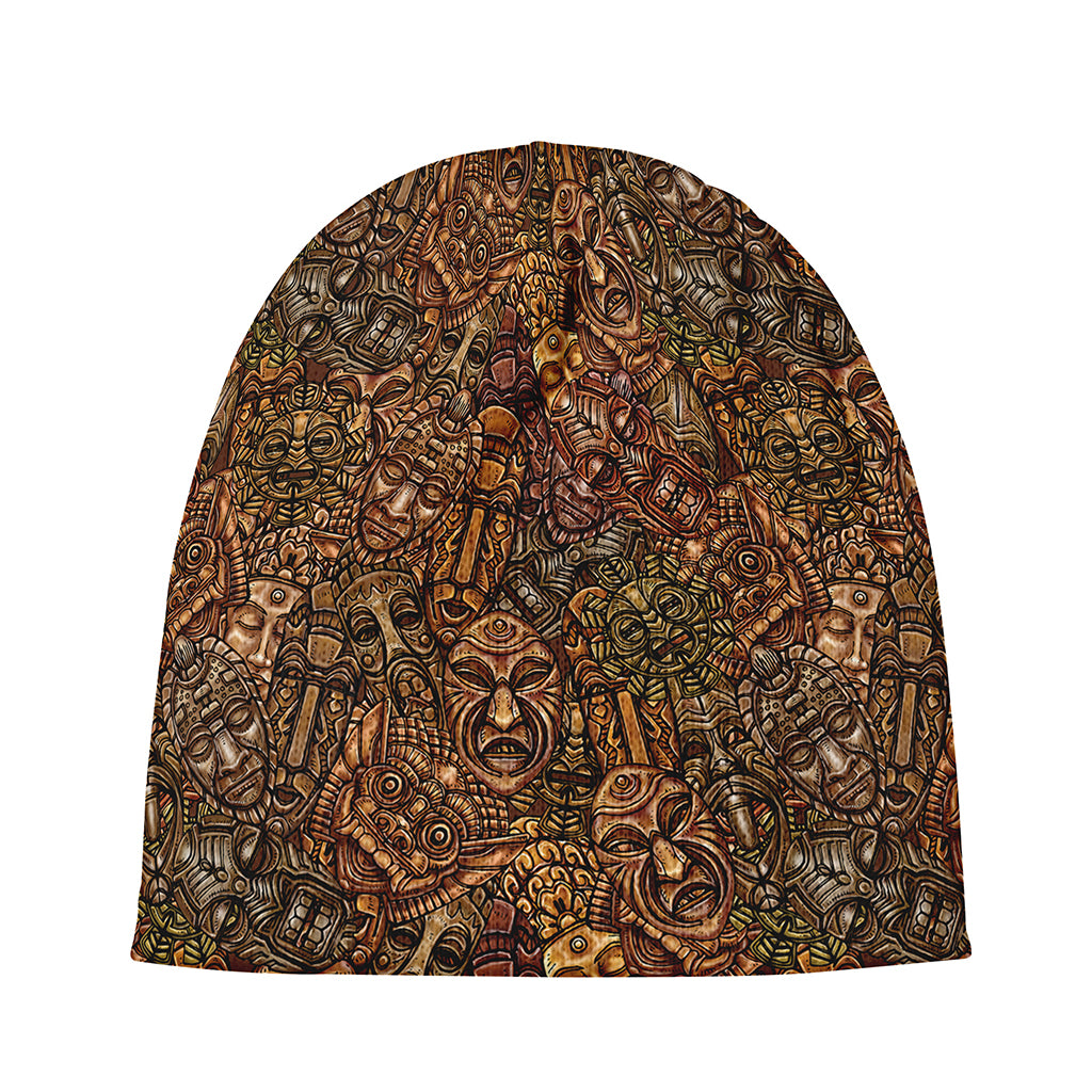 African Totem Pattern Print Beanie