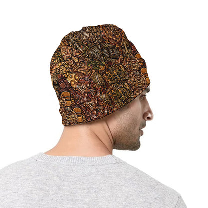African Totem Pattern Print Beanie