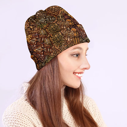 African Totem Pattern Print Beanie