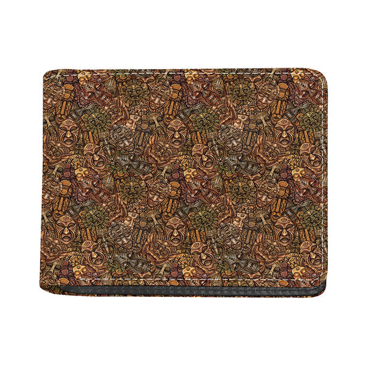 African Totem Pattern Print Bifold Wallet