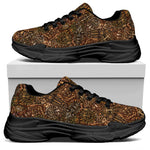 African Totem Pattern Print Black Chunky Shoes