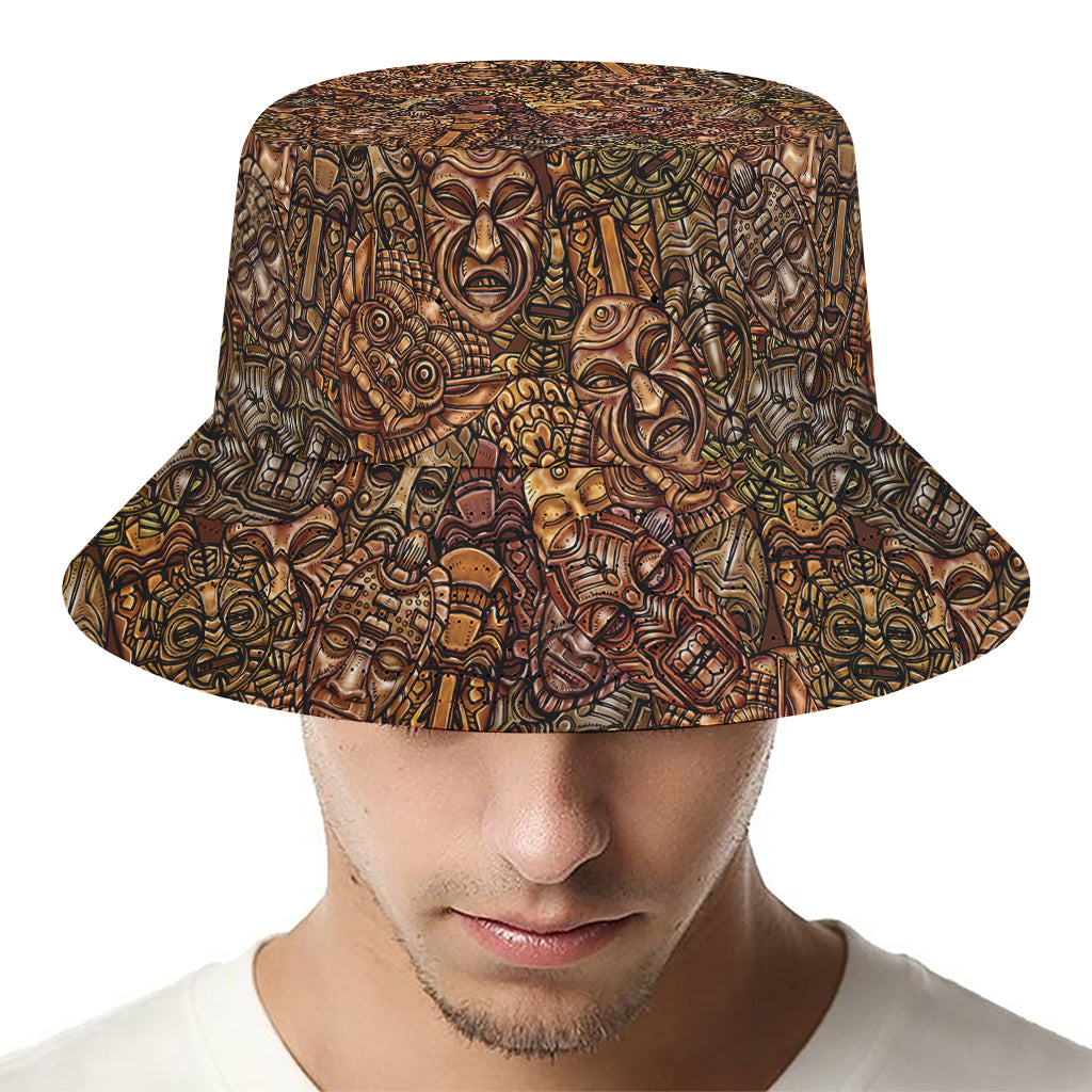 African Totem Pattern Print Bucket Hat
