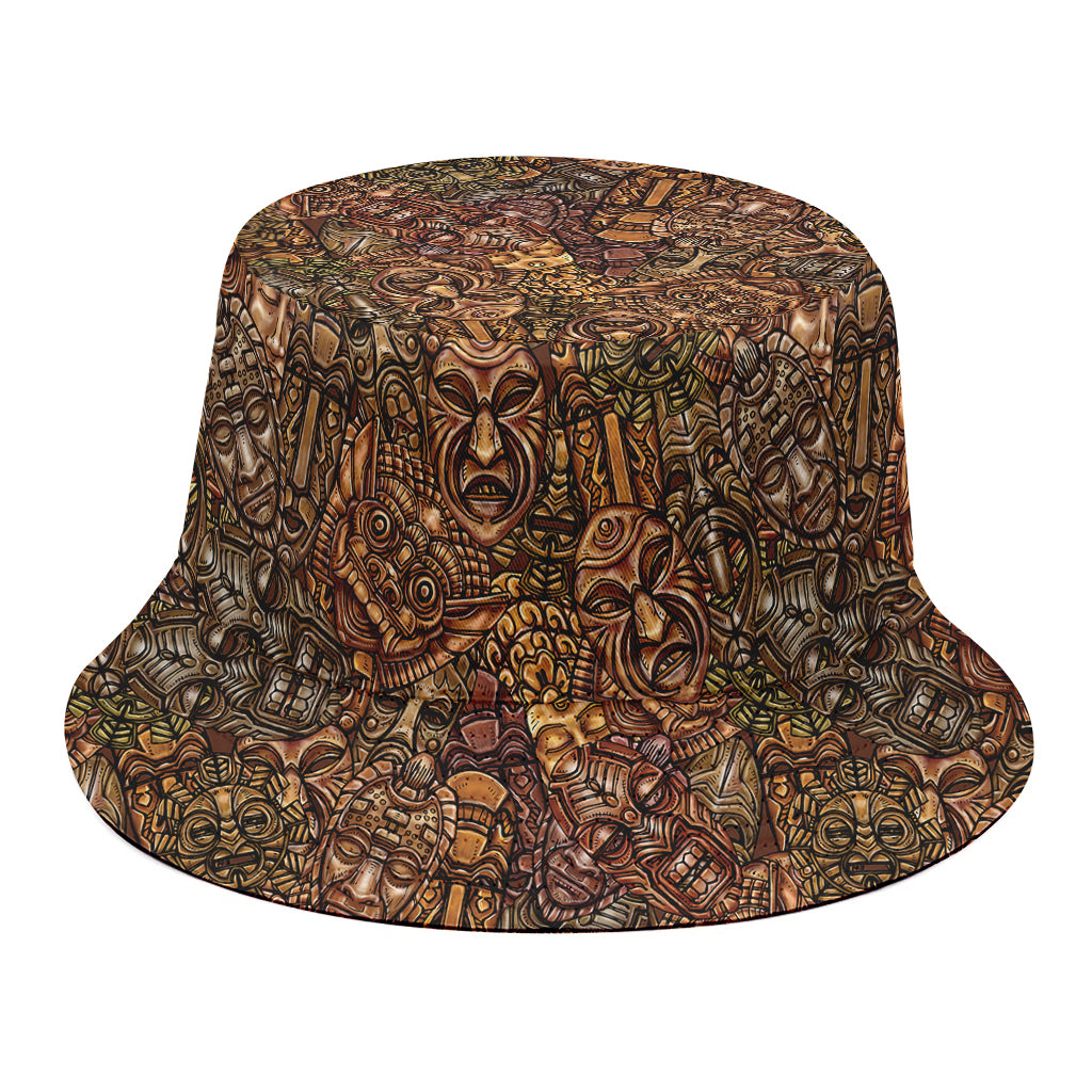 African Totem Pattern Print Bucket Hat