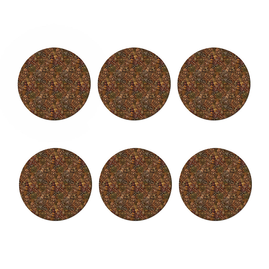 African Totem Pattern Print Coaster Set