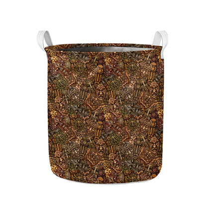 African Totem Pattern Print Collapsible Laundry Basket
