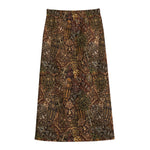 African Totem Pattern Print Cotton Front Slit Maxi Skirt