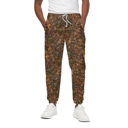 African Totem Pattern Print Cotton Pants