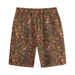 African Totem Pattern Print Cotton Shorts