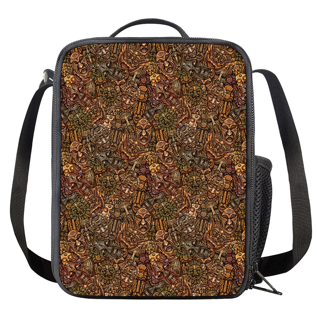 African Totem Pattern Print Crossbody Lunch Bag