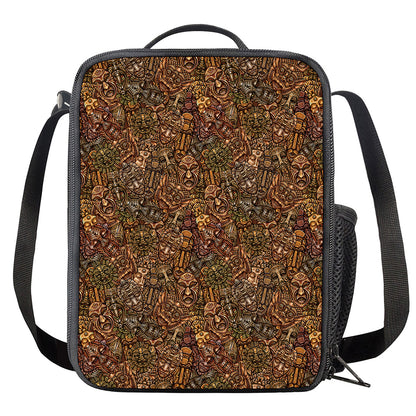 African Totem Pattern Print Crossbody Lunch Bag