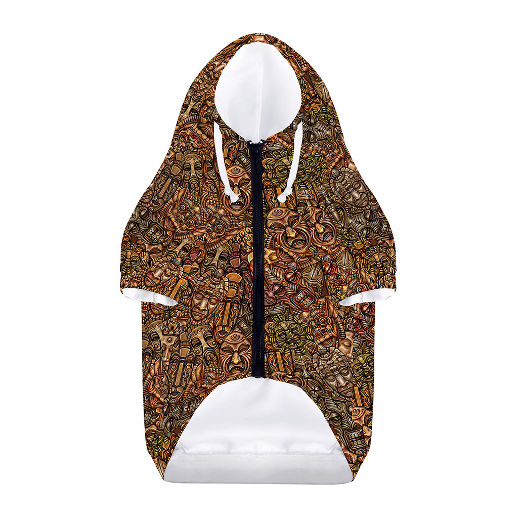 African Totem Pattern Print Dog Zip Up Hoodie