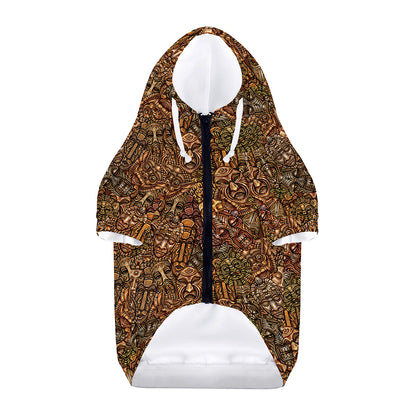African Totem Pattern Print Dog Zip Up Hoodie