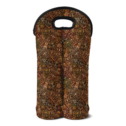 African Totem Pattern Print Double Neoprene Wine Tote