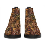 African Totem Pattern Print Flat Ankle Boots