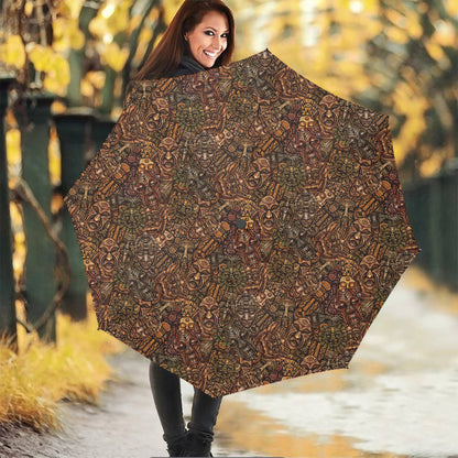 African Totem Pattern Print Foldable Umbrella