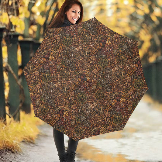 African Totem Pattern Print Foldable Umbrella