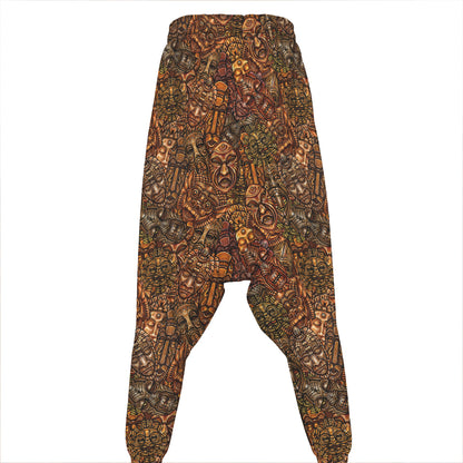African Totem Pattern Print Hammer Pants
