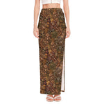 African Totem Pattern Print High Slit Maxi Skirt