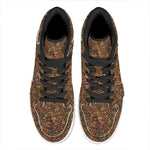 African Totem Pattern Print High Top Leather Sneakers