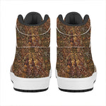African Totem Pattern Print High Top Leather Sneakers