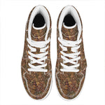 African Totem Pattern Print High Top Leather Sneakers