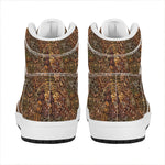 African Totem Pattern Print High Top Leather Sneakers