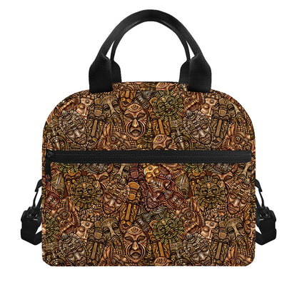 African Totem Pattern Print Insulated Lunch Bag