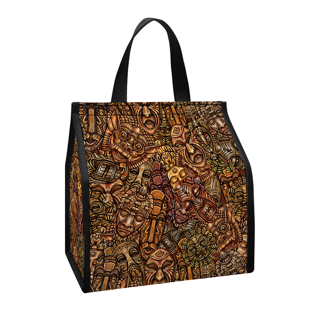 African Totem Pattern Print Insulated Lunch Tote