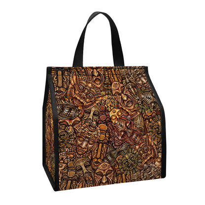African Totem Pattern Print Insulated Lunch Tote