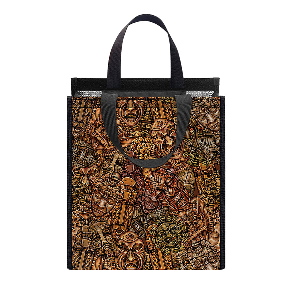 African Totem Pattern Print Insulated Lunch Tote