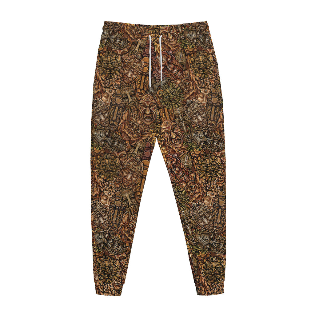 African Totem Pattern Print Jogger Pants