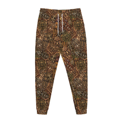 African Totem Pattern Print Jogger Pants