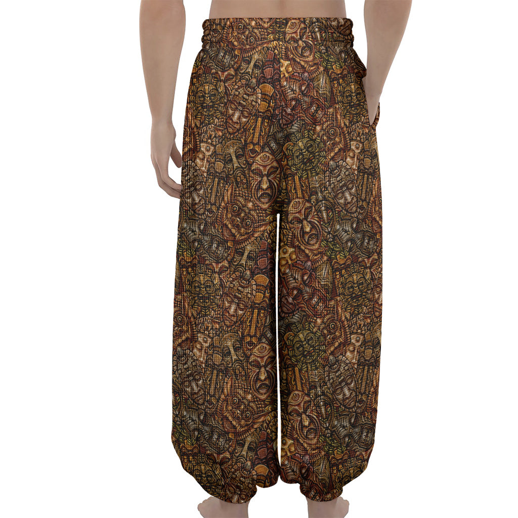 African Totem Pattern Print Lantern Pants