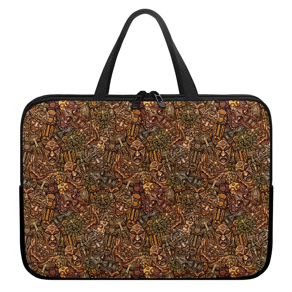 African Totem Pattern Print Laptop Sleeve With Handle