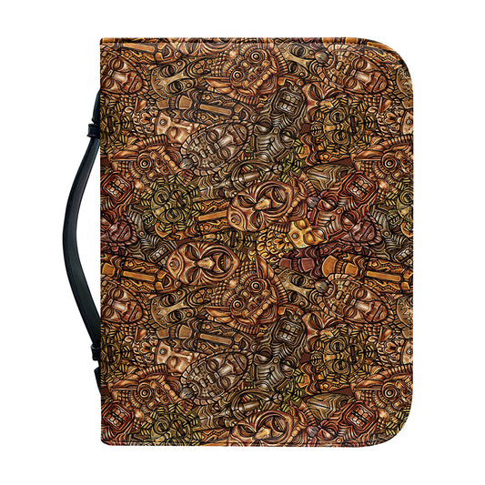 African Totem Pattern Print Leather Bible Cover