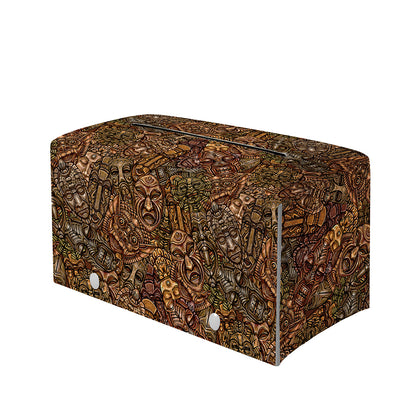 African Totem Pattern Print Leather Tissue Box Cover